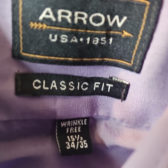 Arrow Men's Lavender Dress Shirt Size Medium 15½ 34/35 - Picture 3 of 6